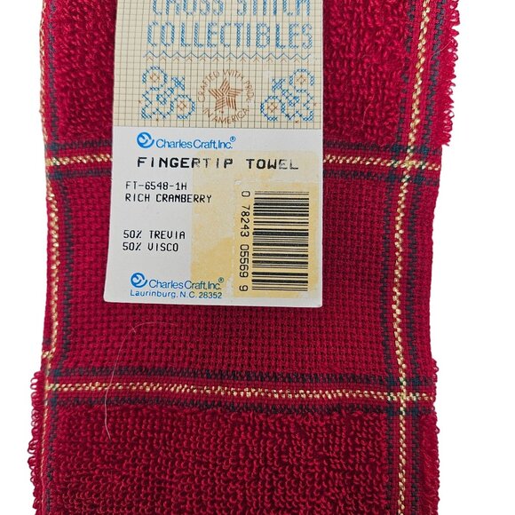 Cross Stitch Fingertip Towel NEW Charles Craft Cranberry 14-Count Needlepoint - Picture 2 of 5